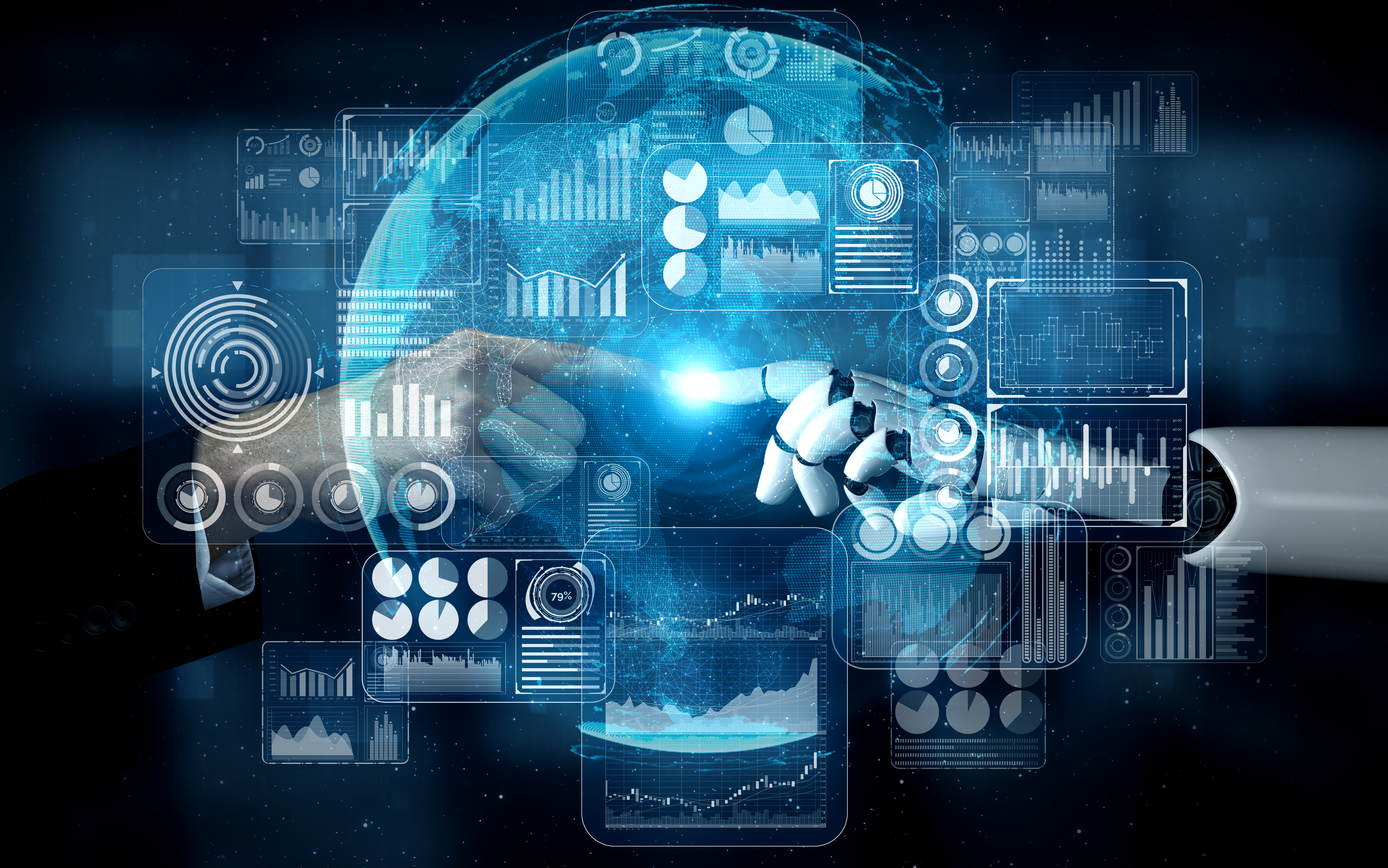 摄图网_402390995_3D渲染人工智能AI研究机器人和机器人开发为人类生活的未来计算机大脑的数字据挖掘和机器(企业商用) (1).jpg